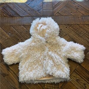 Fluffy White Baby Jacket 6M